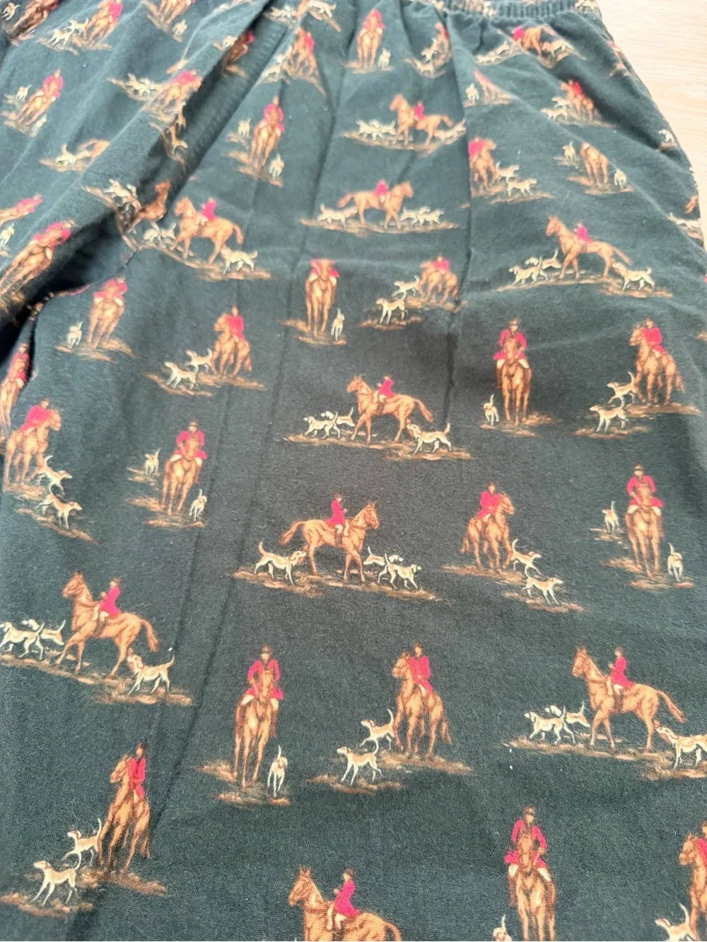 Polo Ralph Lauren Hunter Dog Pajama Pants Cotton Flannel Equestrian Sleepwear M